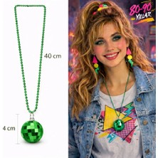 Motto Ticaret Mey Ithalat® Retro Disko Topu Şekilli 80&amp;#39;ler 90&amp;#39;lar Yeşil Renk Plastik Kolye