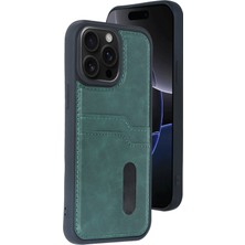 Motto Ticaret Mey Ithalat®   iPhone 14 Pro Max Kılıf Sara Kartvizitli Deri Kılıf - Koyu Yeşil