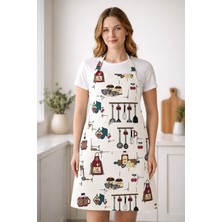 Buem Shop Cooky Mood Keten Mutfak Önlüğü Ayarlanabilir Askılı Cepli Şık Tasarım