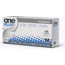 One Plus 1 Nitril Pudrasız M Beden Muayene Eldiveni 100'LÜ (2 Paket)