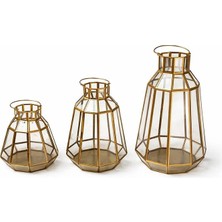 LTG Nova Dekoratif Gold Metal 3'lü Fener Seti