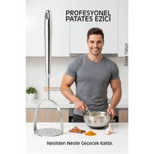 Motto Ticaret Mey Ithalat® 304 Paslanmaz Çelik Lüks Patates Ezici - 34 cm Profesyonel Püre Yapıcı & Mutfak