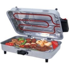Woodhub 38 cm Elektrikli Mangal, Dumansız Barbekü, 4 Şişli, Pratik Kullanım