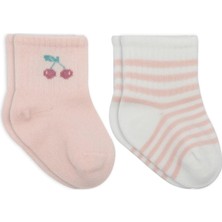 SHC4200 Little Girl Penye Soket Çorap 2li 10139 Pembe Ekru