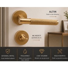 Eymen Meral Aksesuar Elif Door Handle Gold Rozetli Wc Kapı Kolu Alüminyum Paslanmaz Renk Atmaz
