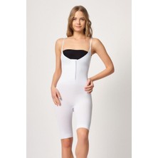 İlkyaz Fashion Ieg™ Beyaz  2093 Ön Agraflı Göğsü Açık Paçalı Boy Korse