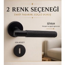 Eymen Meral Aksesuar Elif Door Handle Siyah Rozetli Oda Kapı Kolu Alüminyum Paslanmaz Renk Atmaz