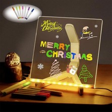 Özbience Renkli LED Işıklı Kare Yazı Panosu 20X20 Cm, Kendiliğinden Fosforlu