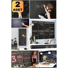 Özbience 2 Adet Çok Amaçlı Tebeşirli Kara Tahta Stickeri, 200X60 cm