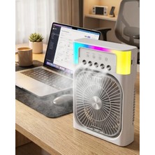 Venüs Shopping USB Şarjlı Masaüstü Soğutucu Fan Su Püskürtmeli Renkli Işıklı