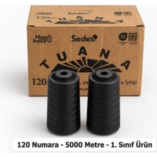 Tuana İplik Tuana Iplik Tuana 120 Numara 5000 Metre Polyester Dikiş Ipliği - 2'li Siyah