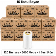 Tuana İplik Tuana Iplik Tuana 120 Numara 5000 Metre Polyester Dikiş Ipliği - 10 Kutu Beyaz (60 Bobin)