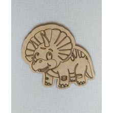 Özbience Renkli Ahşap Dinozor Figürü, 15X14 Cm, Eğlenceli ve Dekoratif Tasarım