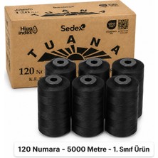 Tuana İplik Tuana Iplik Tuana 120 Numara 5000 Metre Polyester Dikiş Ipliği - 6'lı Siyah