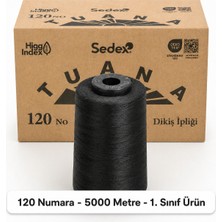 Tuana İplik Tuana Iplik Tuana 120 Numara 5000 Metre Polyester Dikiş Ipliği - Tekli Siyah
