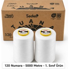 Tuana İplik Tuana Iplik Tuana 120 Numara 5000 Metre Polyester Dikiş Ipliği - 2'li Beyaz