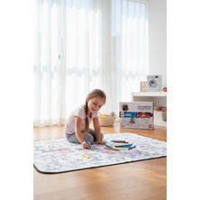 BURADABULDUN Çocuk Boyama Örtüsü Yıkanabilir 100X150 Cm-Eğitici Aktivite Matı Seti