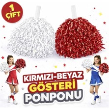 LTG Nova 1 Çift ( 2 Adet ) Kırmızı-Beyaz Renk 23 Nisan 19 Mayıs 29 Ekim Okul Gösteri Ponponları Ekstra Dolgu