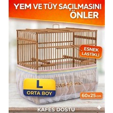 Özbience L Beden Gök Kuşaklı Kuş Kafes Tülü, Renkli ve Şık Tasarım