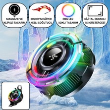 Özbience Rgb LED Süper Soğutucu, 6000RPM Fan, Dijital Ekranli, Magsafe ve Klipsli