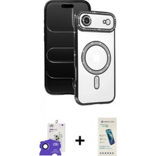 Marsilyan™- iPhone 17 Air Kılıf Zirve Doku Prime - Şeffaf Pasifik Cam Ekran Koruyucu + Lacivert Bilvis Titan Kamera Lens