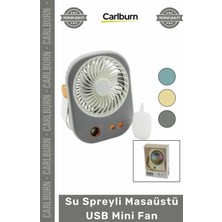 Carlburn #vantilatör Şarjlı Taşınabilir Portatif 3 Kademeli Nemlendirici Su Spreyli Masaüstü USB Mini Fan