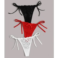 Beruflic Kadın 3'lü Dantelli Yandan Bağlamalı Seksi Tanga Under Moda
