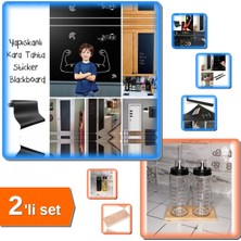 Özbience Yapışkanlı Kara Yazı Tahta Sticker ve Ahşap Yağdanlık Altlığı Seti, 2'li