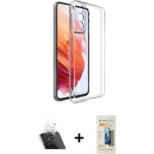 Marsilyan™- Galaxy S23 Plus Kılıf Zirve Doku - Siyah 6d Mat Seramik Hayalet Nano Ekran Koruyucu + Şeffaf Kamera Lens Koruma Cam