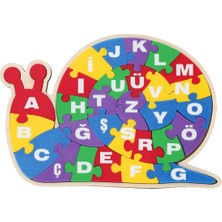 Özbience Ahşap Alfabe Puzzle Salyangoz Figürlü Eğitici Oyuncak, 3D Baskı Tasarım
