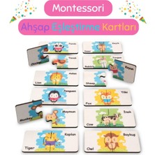 Özbience Eğitici Ahşap Çocuk Eşleştirme Kartları, 1+ Yaş Güvenli Oyun Seti