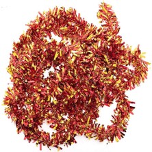 Practika Kırmızı Altın Renk Simli Garland 180 cm Uzunluk Parti Süsü 4 cm Genişlik