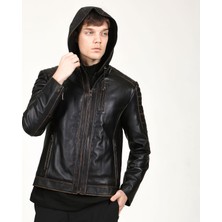 Dericlub E-1055/K Siyah Gerçek Deri Erkek Mont 2XL Günlük Kullanım İçin Şık Tasarım