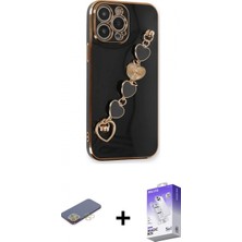 Marsilyan™- iPhone 13 Pro Max Kılıf Nova Işık Prime - Siyah Bilvis 5in1 3D Magic Cam Ekran Koruyucu + Sarı Renkli Kamera Lens Koruma Cam