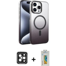 Marsilyan™- iPhone 15 Pro Max Kılıf Ahenk Doku Özel Seri - Siyah Polymer Nano Ekran Koruyucu + Siyah Pvd Metal Kamera Lens