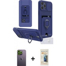 Marsilyan™- iPhone 12 Pro Kılıf Vadi Form Prime - Siyah 6d Mat Seramik Hayalet Nano Ekran Koruyucu + Yeşil Neon Fosforlu Kamera Lens
