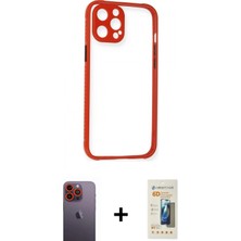 Marsilyan™- iPhone 12 Pro Kılıf Nova Asil Özel Seri - Siyah 6d Mat Seramik Hayalet Nano Ekran Koruyucu + Turuncu Neon Fosforlu Kamera Lens