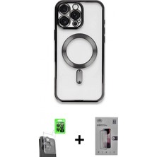 Marsilyan™- iPhone 16 Pro Kılıf Nova Işık Özel Seri - Siyah Bilvis 3D Mat Cam Ekran Koruyucu + Siyah Raze Metal Kamera Lens