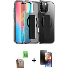 Marsilyan™- iPhone 16 Pro Kılıf Nova Işık Koleksiyonu - Siyah 3D Antistatik Mat Seramik Nano Ekran Koruyucu + Çöl Titanyum Raze Metal Kamera Lens