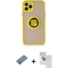 Marsilyan™- iPhone 11 Pro Max Kılıf Yörünge Çizgi - Siyah Seramik Nano Ekran Koruyucu + Mor Metal Kamera Lens Koruma Cam