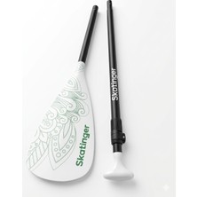  Skatinger Sup Paddle Board Kürek-Ayarlanabilir Beyaz Yeşil Desenli Kürek- Teleskobik 3 Parçalı Kürek