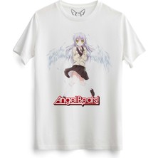 Alfa Tshirt Alfa Angel Beats Resim Baskılı Beyaz Tshirt Erkek M Beden Bisiklet Yaka Pamuklu Konforlu Tasarım