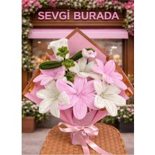 Sevgi Burada Pembe & Beyaz Lilyum Tasarım