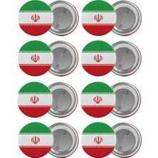 Satürn Iran Bayrağı Çanta Rozeti Seti 8 Adet En Büyük Boy 5.8cm Renkli İğneli Broş