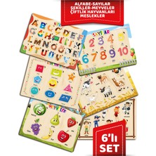 Özbience Sevimli Ahşap Eğitici Set, Alfabe, Sayılar, Şekiller, Sebzeler ve Meyveler