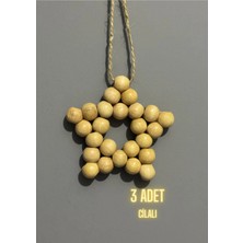 MACROMEKİDS 3'lü Cilalı Dekoratif Ahşap Boncuklu Yıldız Set, Kapı Duvar Mutfak Bebek Odası Süsü (9cm)
