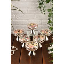 Özbience 6'lı Diamond Desenli Ayaklı Şekerlik ve Sunumluk Seti, 9 Cm, Gümüş