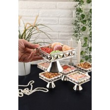 Özbience 6'lı Diamond Ayaklı Kare Sunumluk, Çerezlik ve Lokumluk Seti, 10 cm