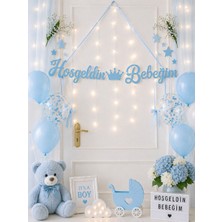 Dizayn Parti Evi Hoşgeldin Bebeğim Yazılı Banner – Bebek Karşılama Süsleme, Hastane Odası ve Baby Shower Dekoru (Çeşitli Renk Seçenekleri)
