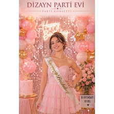 Dizayn Parti Evi Happy Birthday Yazılı Saten Kuşak Gold Baskılı Doğum Günü Kuşağı – Şık Parti Aksesuarı
